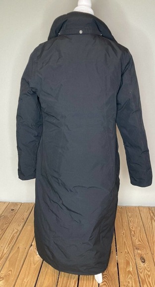 NEW Lands' End Down Long Coat Size Medium Women’s Black Snap Front Full Zip - Picture 2 of 9